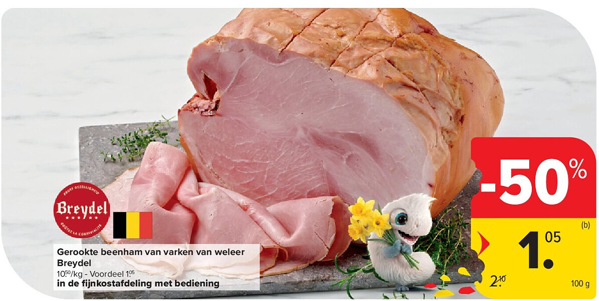 Gerookte beenham van varken van weleer Breydel