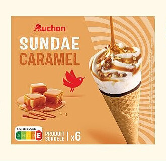 Cônes glacés sundae caramel Auchan
