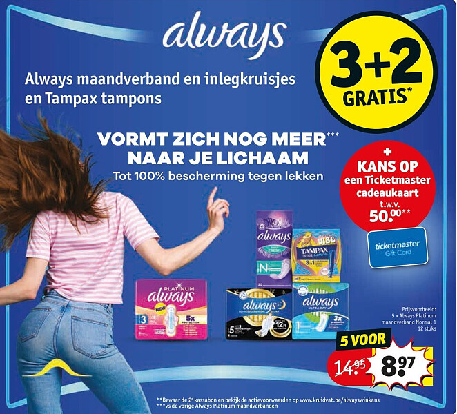 5 x Always Platinum maandverband Normal 1 12 stuks