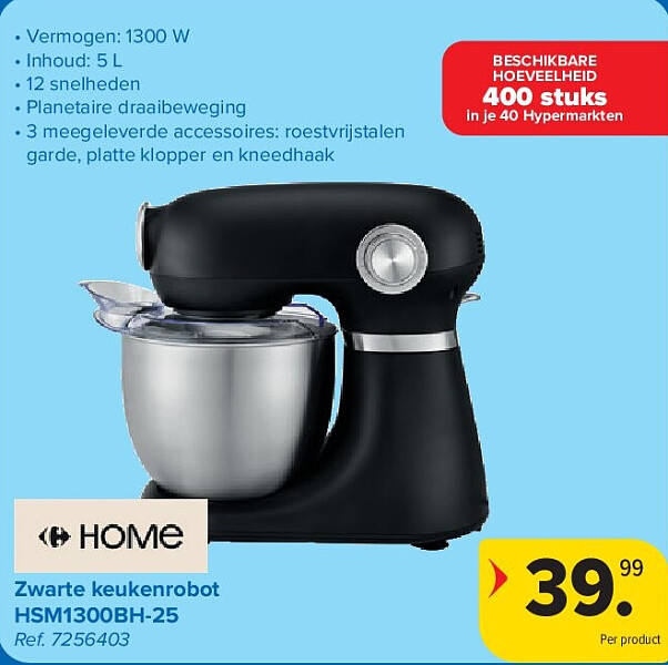 Zwarte keukenrobot HSM1300BH-25