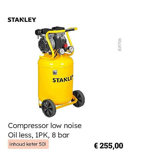 Compressor low noise Oil less, 1PK, 8 bar