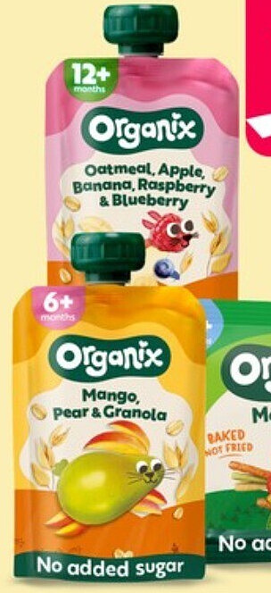 Organix knijpfruit en snacks