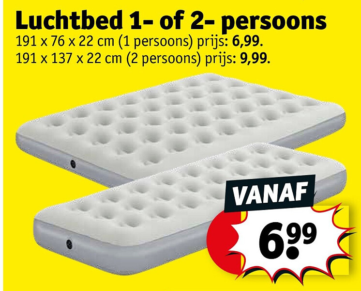 Luchtbed 1- of 2- persoons