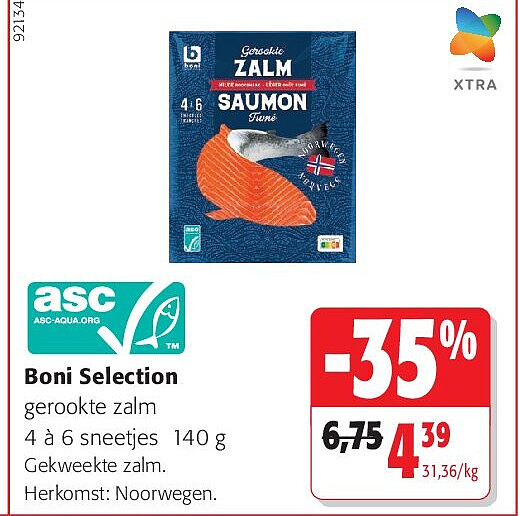 Boni Selection gerookte zalm 4 à 6 sneetjes 140 g