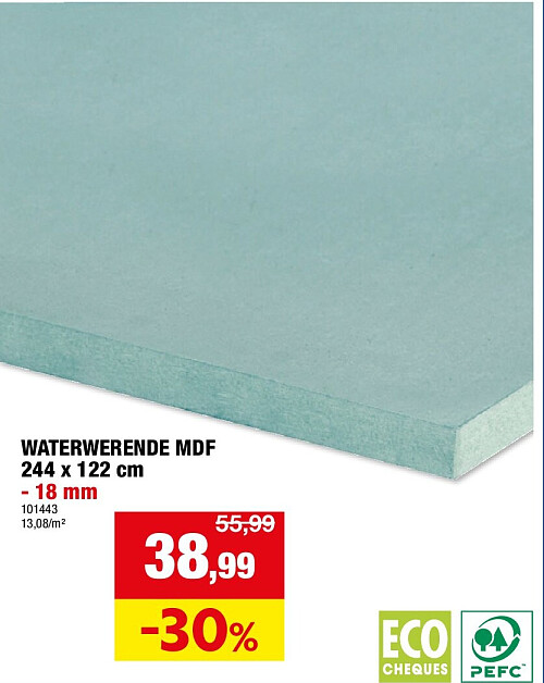 WATERWERENDE MDF 244 x 122 cm