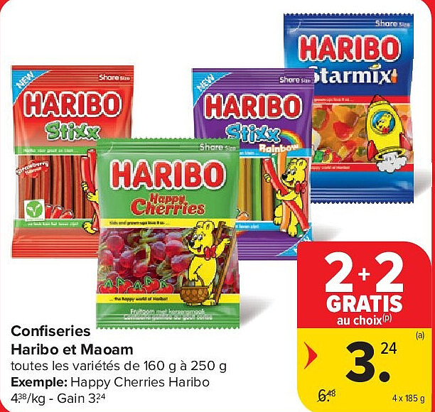 Confiseries Haribo et Maoam 4 x 185 g