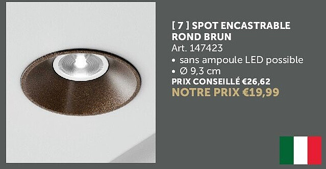 SPOT ENCASTRABLE ROND BRUN