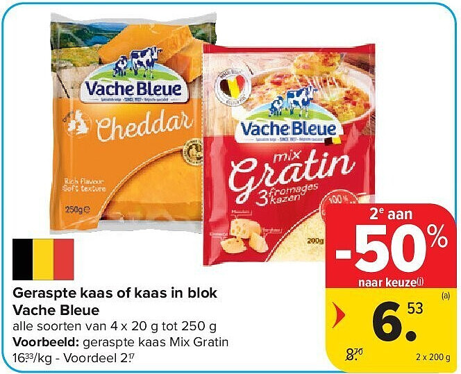 Geraspte kaas of kaas in blok Vache Bleue