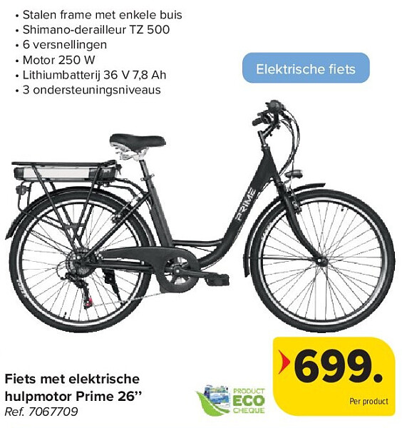 Fiets met elektrische hulpmotor Prime 26’’