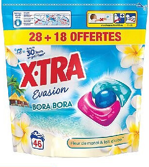 Lessive capsules X-Tra Évasion Bora Bora, lot de 28 capsules