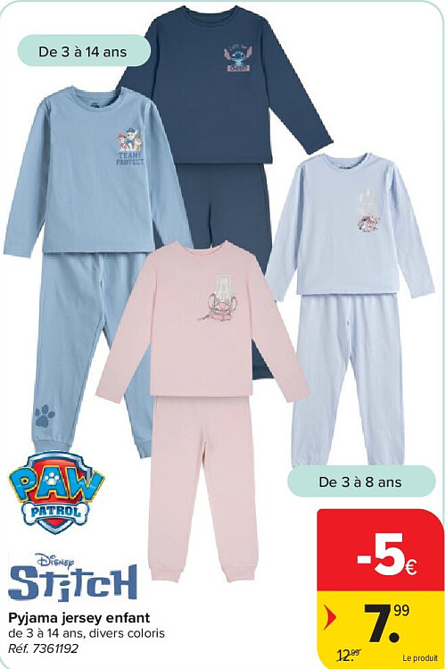 Pyjama jersey enfant