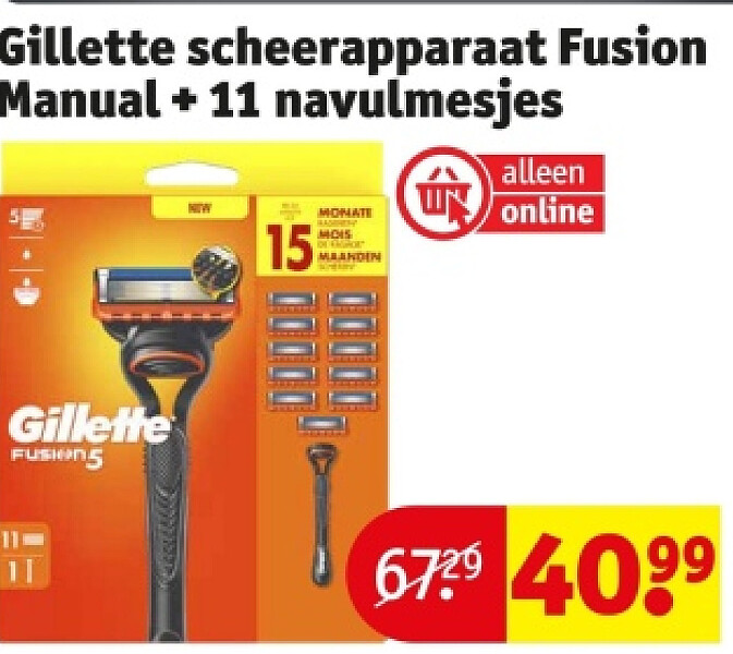 Gillette scheerapparaat Fusion Manual + 11 navulmesjes