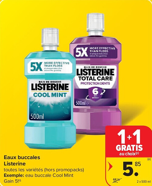 Eaux buccales Listerine 2 x 500 ml