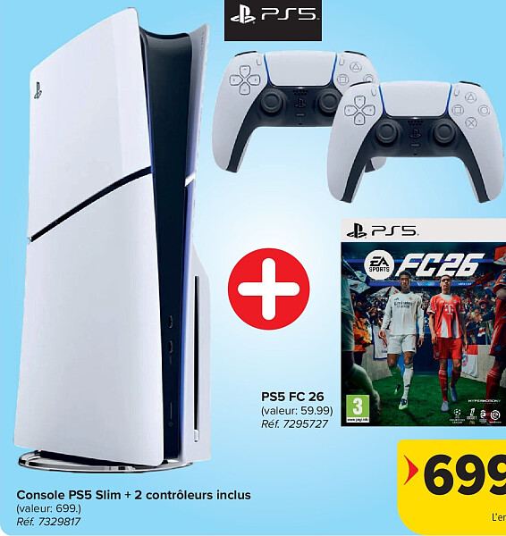 Console PS5 Slim + 2 contrôleurs inclus