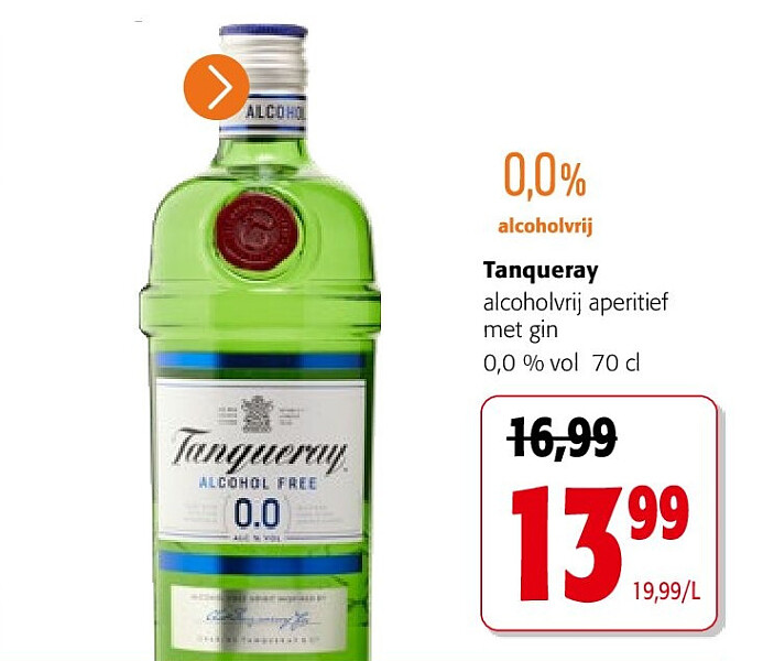 Tanqueray alcoholvrij aperitief met gin 0,0 % vol 70 cl