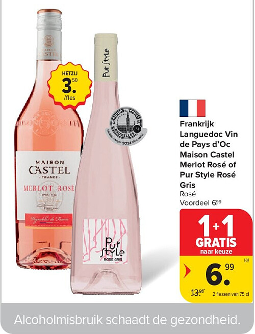 Frankrijk Languedoc Vin de Pays d’Oc Maison Castel Merlot Rosé of Pur Style Rosé Gris
