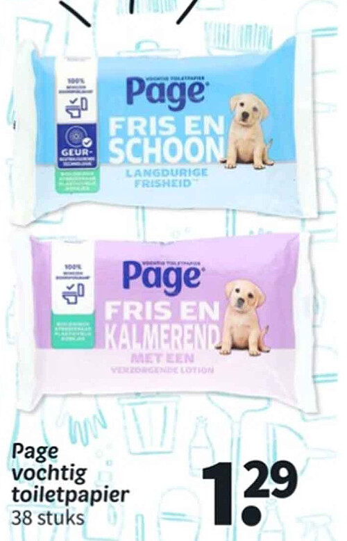 Page vochtig toiletpapier