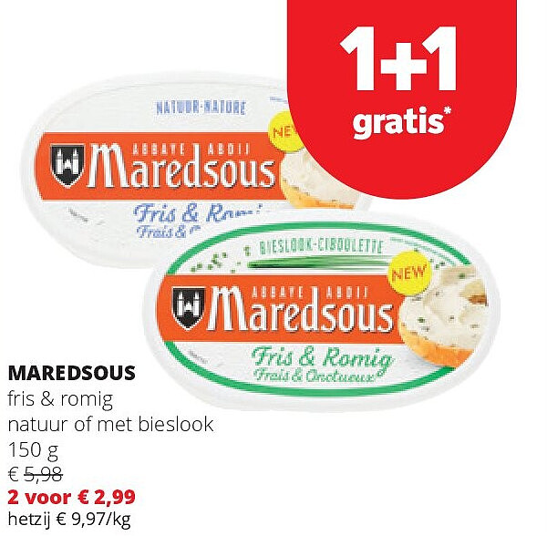 MAREDSOUS fris & romig natuur of met bieslook 150 g