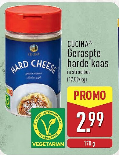 Geraspte harde kaas