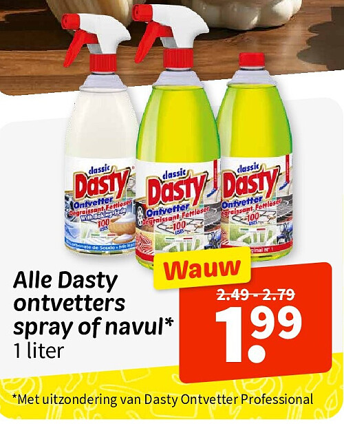 Alle Dasty ontvetters spray of navul