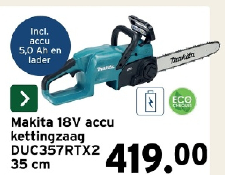 Makita 18V accu kettingzaag DUC357RTX2 35 cm