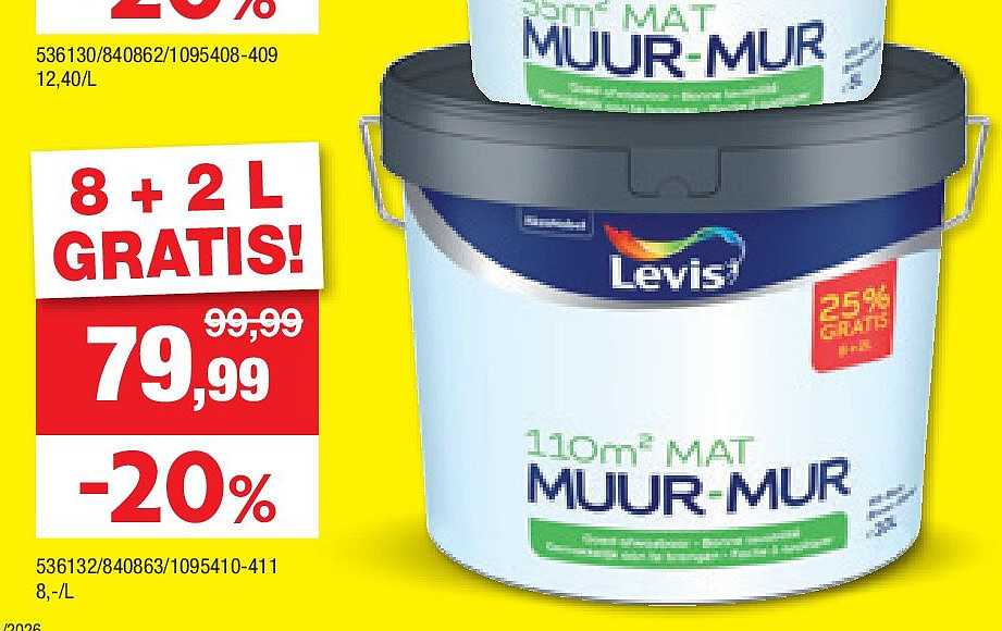Levis muurverf mat 8+2l wit