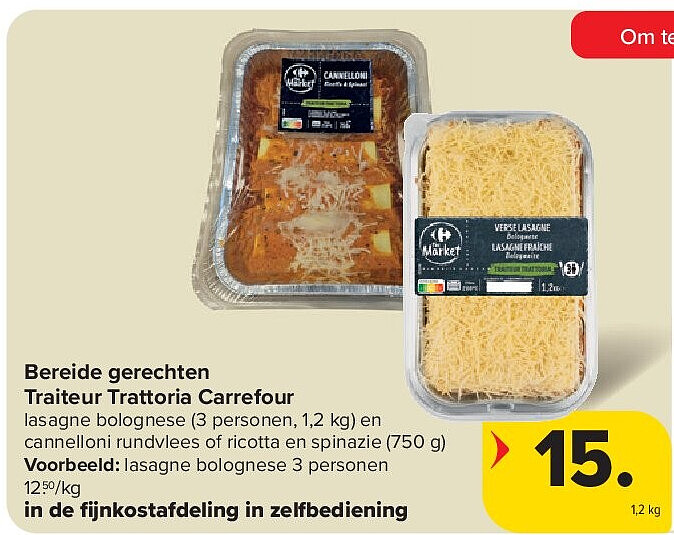 Bereide gerechten Traiteur Trattoria Carrefour
