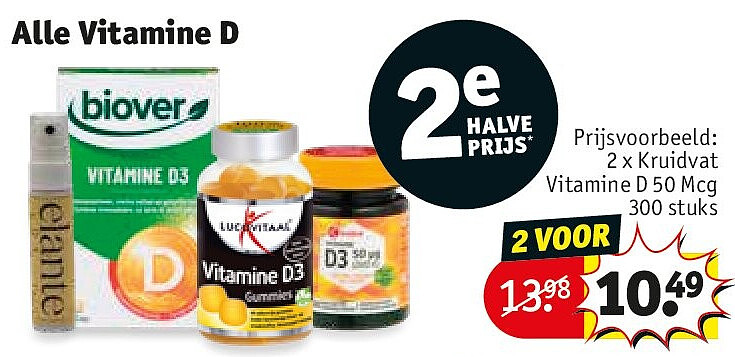 2 x Kruidvat Vitamine D 50 Mcg 300 stuks