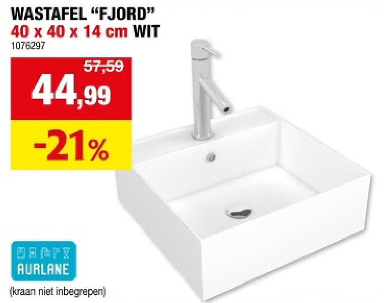 WASTAFEL “FJORD" 40 x 40 x 14 cm WIT