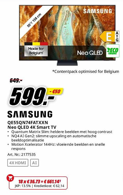 Samsung QE55QN74FATXXN Neo QLED 4K Smart TV