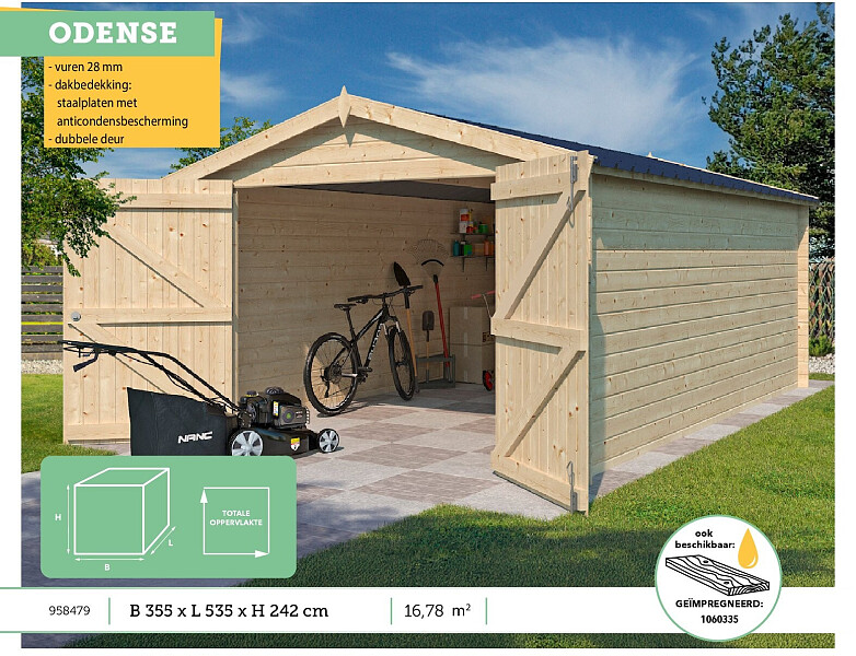 Gardenas Odense garage 535x355x242 hout cm