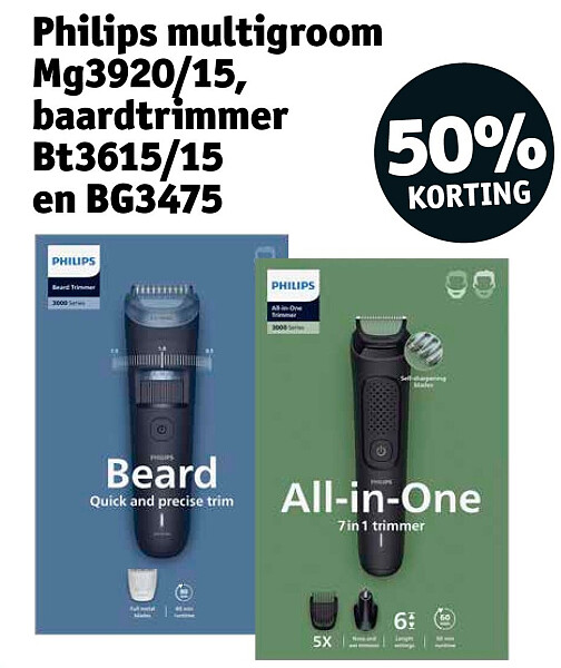 Philips multigroom Mg3920/15, baardtrimmer Bt3615/15 en BG3475