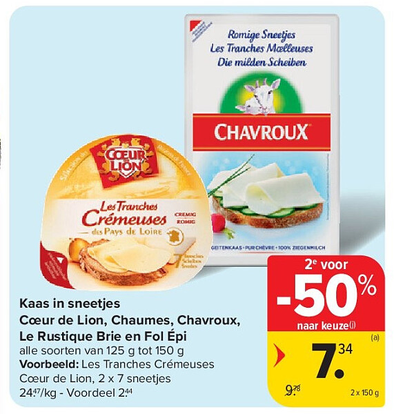 Kaas in sneetjes Cœur de Lion, Chaumes, Chavroux, Le Rustique Brie en Fol Épi
