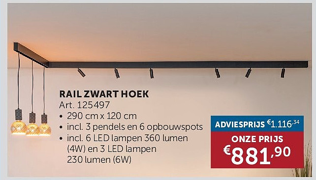 RAIL ZWART HOEK