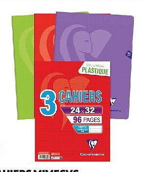 Lot de 3 cahiers Mimesys Polypro Clairefontaine 24x32 cm, Seyès, 96 pages