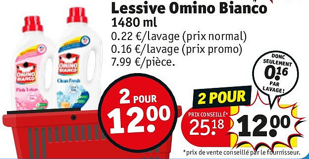 Lessive Omino Bianco 1480 ml 2 POUR