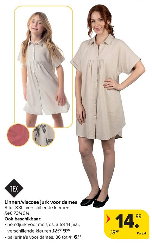 Linnen/viscose jurk voor dames