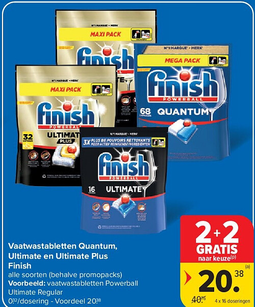 Vaatwastabletten Quantum, Ultimate en Ultimate Plus Finish
