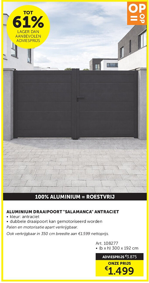 ALUMINIUM DRAAIPOORT "SALAMANCA" ANTRACIET