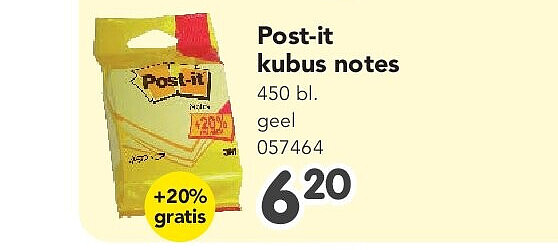 Post-it kubus notes 450 bl. geel 057464