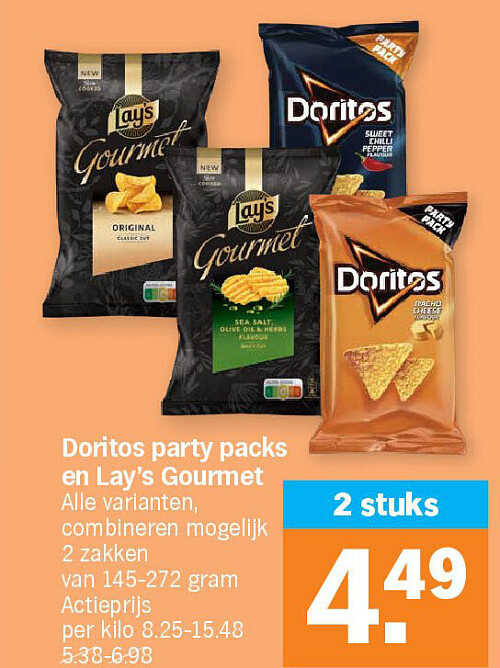 Doritos party packs en Lay's Gourmet