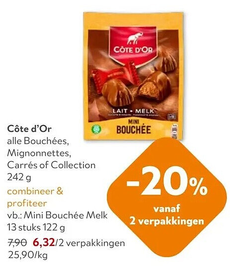 Côte d'Or Mini Bouchée Melk 13 stuks 122 g