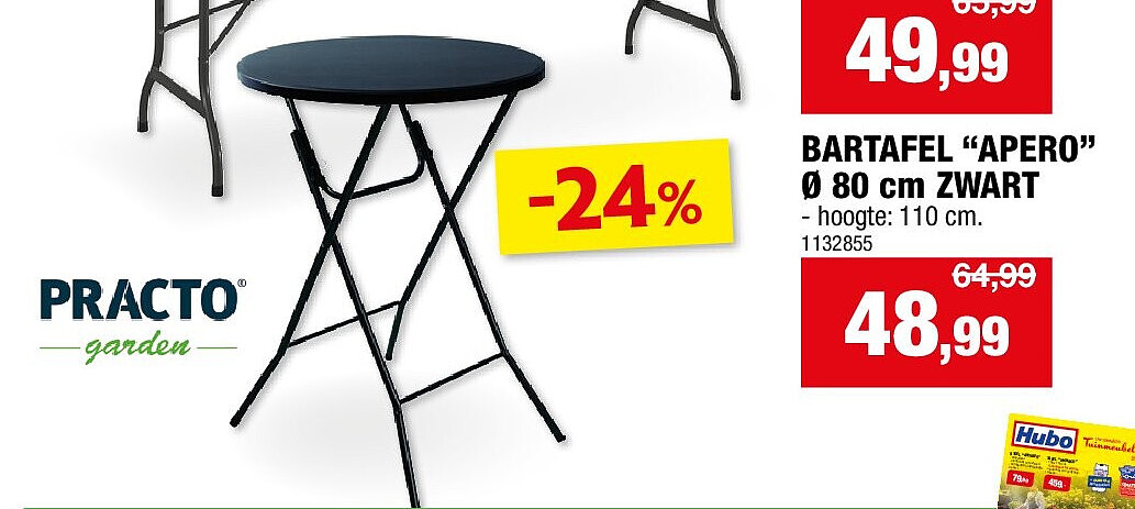 BARTAFEL “APERO” Ø 80 cm ZWART