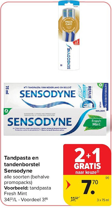 Tandpasta en tandenborstel Sensodyne