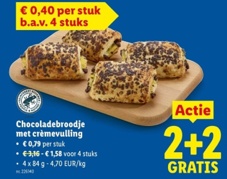 Chocoladebroodje met crèmevulling