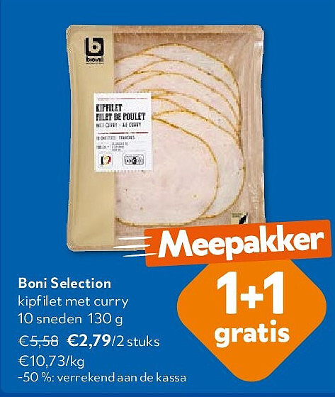 Boni Selection kipfilet met curry 10 sneden 130 g