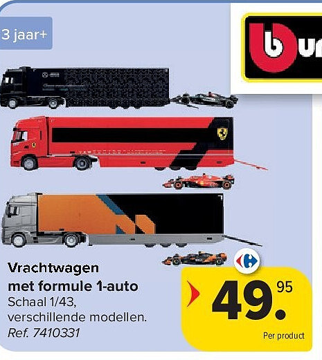 Vrachtwagen met formule 1-auto