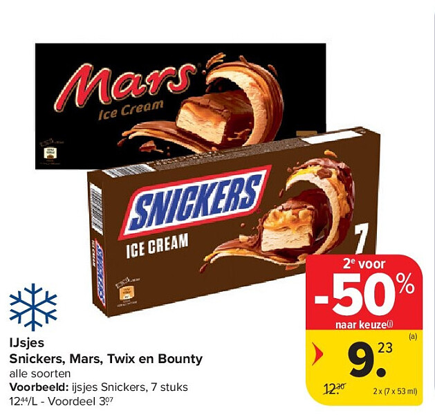 IJsjes Snickers, Mars, Twix en Bounty
