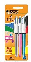 Lot de 3 stylos 4 couleurs Shine BIC