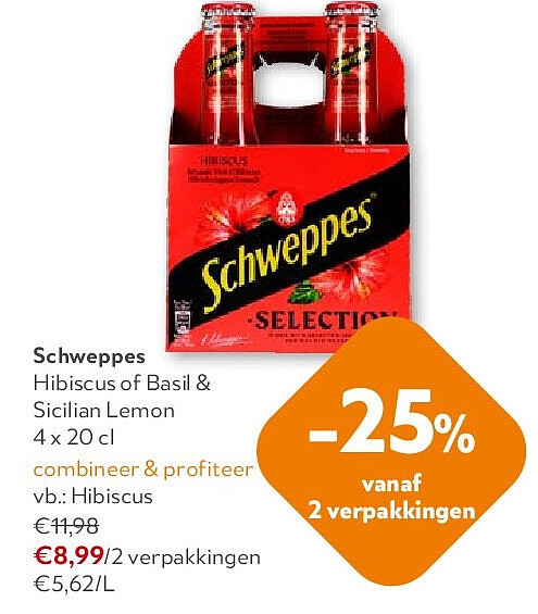 Schweppes Hibiscus of Basil & Sicilian Lemon 4 x 20 cl